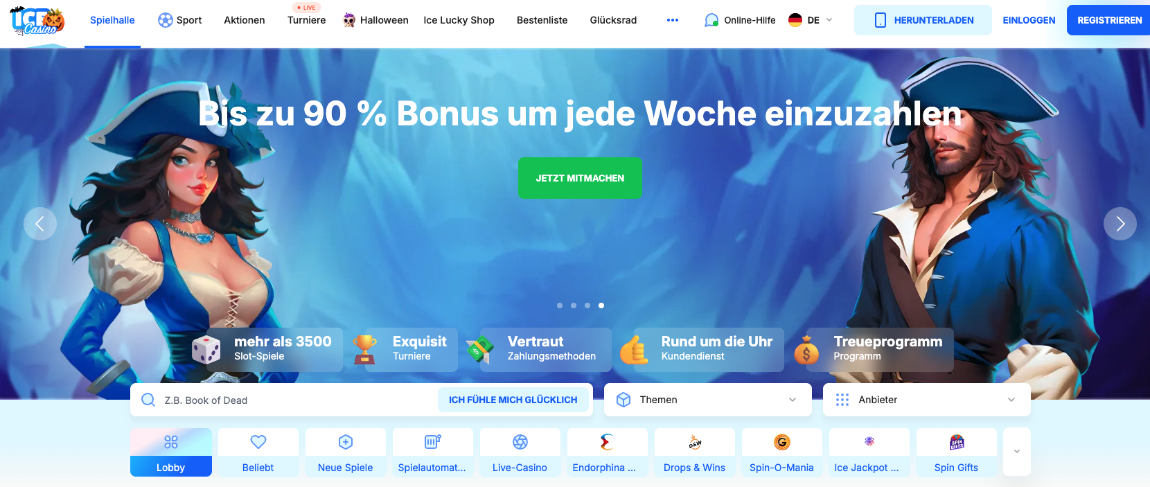 Ice Casino Front Page